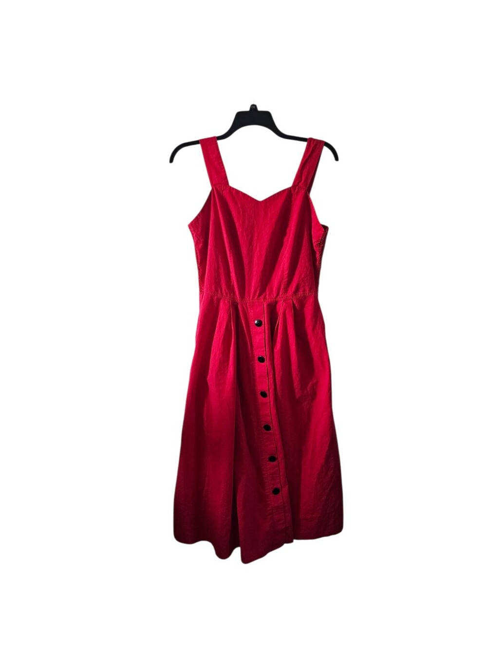 Vintage Impromptu Red Button Front Midi Sundress Smocked Back Retro Cottagecore
